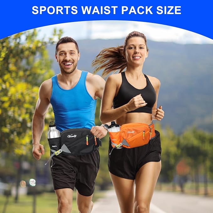 Waist Pack with Water Bottle Holder for Men and Women for Running Climbing Hiking Fitness Cycling and Other Outdoor Sports (Orange)