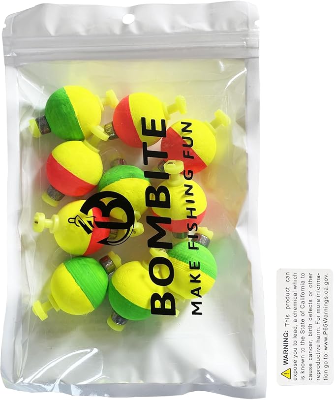 Fishing Bobbers Floats,10 Packs Weighted Bobbers for Fishing Foam Snap-on Fishing Floats Ball Oval Fishing Corks Bluegill Crappie Panfish Bass Trout