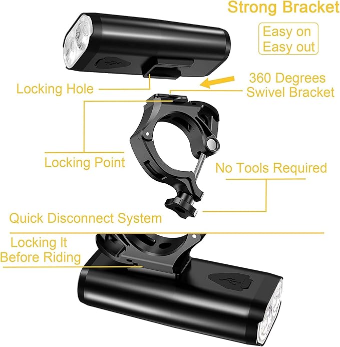 Akale Bike Lights for Night Riding, Bicycle Lights Front and Back, 4 Light Modes, IPX4 Waterproof, Bike Headlight and Taillight for Men Women Road Cycling