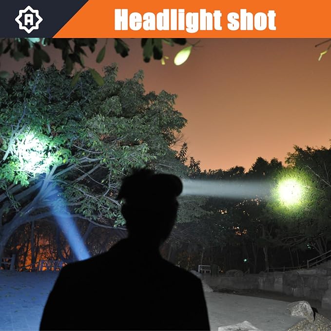 Coon Hunting Light Powerful Headlamp Super Bright LED Spotlight Rechargeable Head Torch Waterproof Flashlight for Outdoor Night Hunting, Camping, Fishing, Hiking, Running, Garden Work