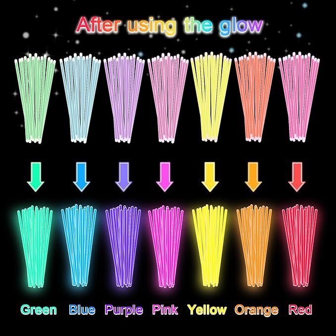 Glow Sticks Bulk Party Pack- Ultra Bright 800pk Glow in the Dark Party Favors, Christmas Glow Decorations, New Years Eve Party Supplies Glow Necklaces and Glow Bracelets with Connectors