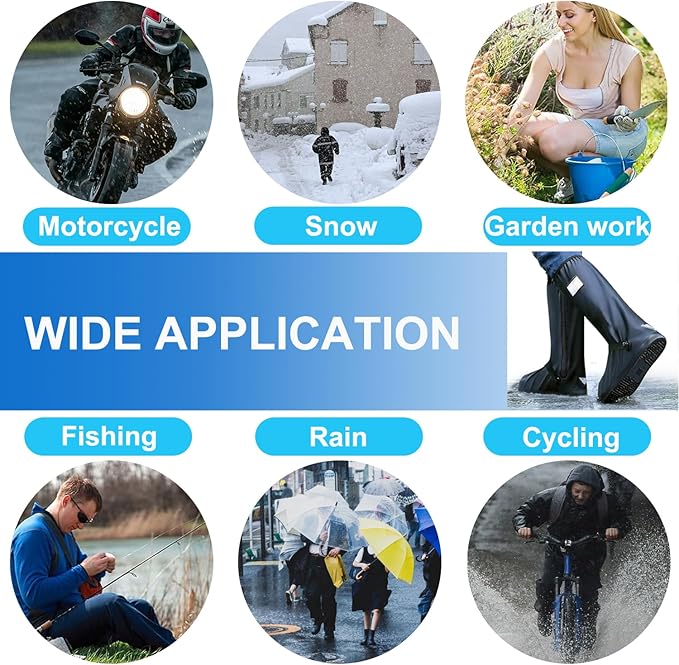 Waterproof Shoe Covers for Rain, Outdoor Cycling Non-Slip Rain Boots Covers Foldable Reusable Overshoes with Reflector for Women & Men