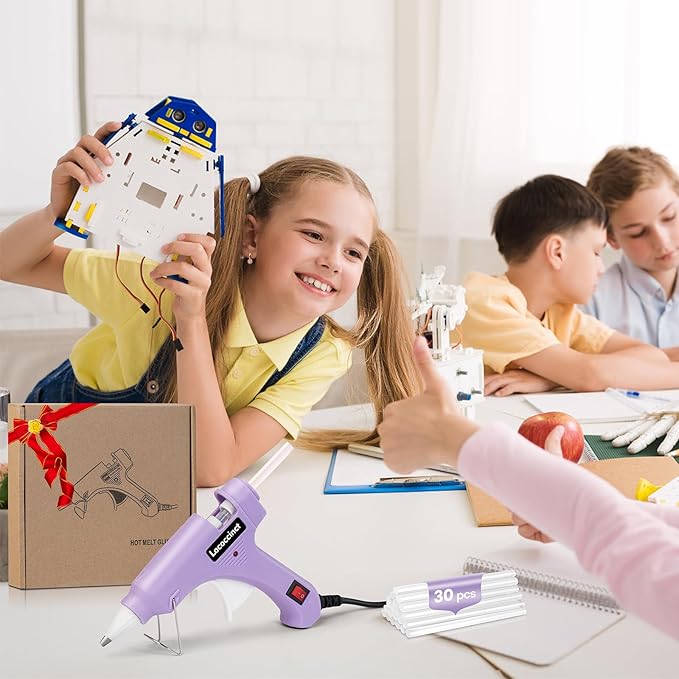 Hot Glue Gun, Mini Hot Glue Gun Kit with 30 Glue Sticks, Fast Preheating Hot Melt for School Crafts DIY Arts and Quick Home Repairs, 20w Light Purple
