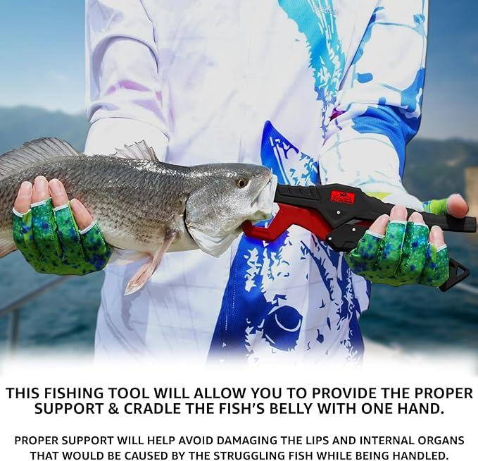 Fish Lip Grabber Fish Lip Gripper 9" Fishing Tool Mouth Spreader Grip Hook Remover Gripper Hook Remover Fishing Gear Comes with Lanyard