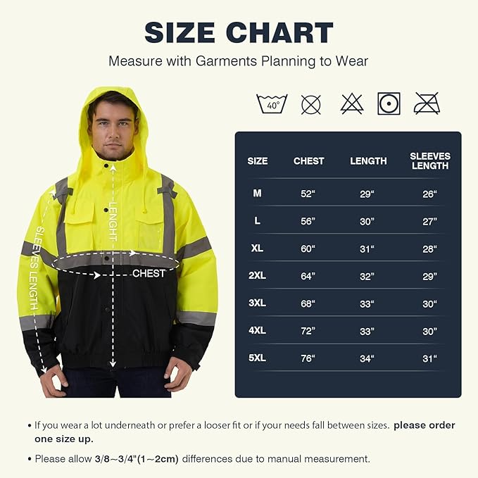 SKSAFETY Hi Vis Reflective Rain suits for Men Waterproof - High Vis Safety Rain Jacket, High Visibility Raincoat for Men