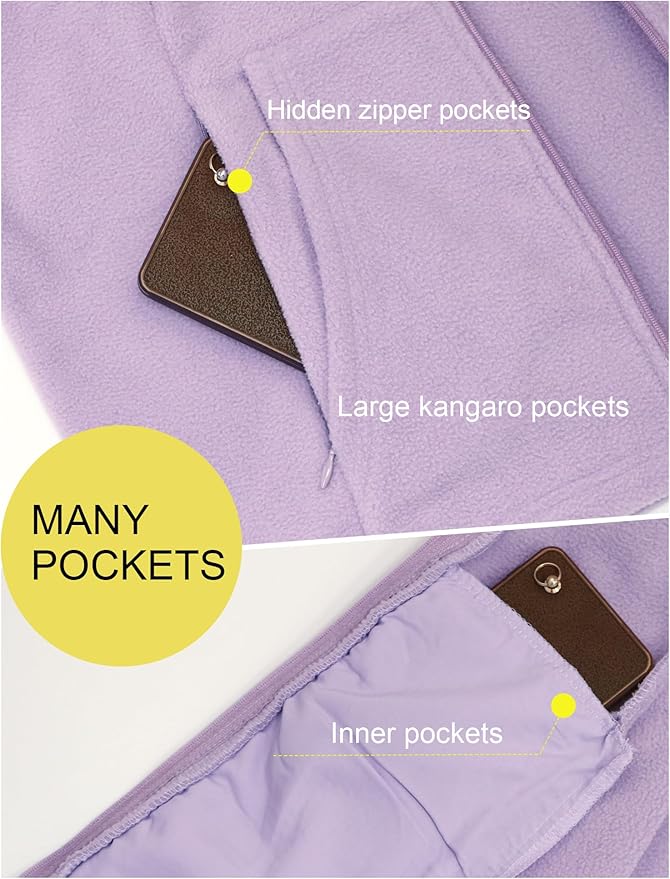 Womens Zip Up Fleece Jacket With 6 Pockets Casual Long Sleeve Fall Winter Fashion Outfits Clothes 2025