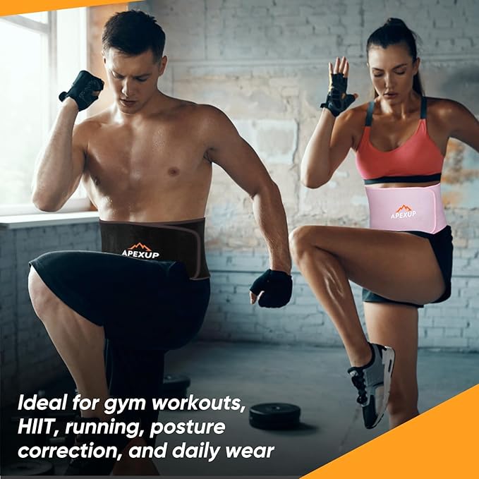 APEXUP Sweat Waist Trainer for Women and Men, Neoprene Waist Trimmer Belt Slimming Sweat Band with Removable Lumbar Support
