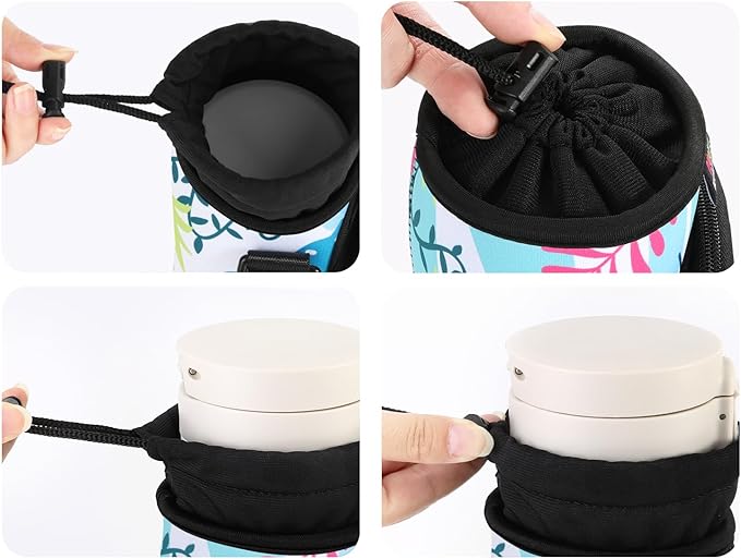 Nuovoware Water Bottle Carrier Bag,25oz/40oz/64oz Bottle Pouch Holder,Adjustable Shoulder Hand Strap 2 Pocket Sling Neoprene Sleeve Sports Accessories for Hiking Travelling Camping