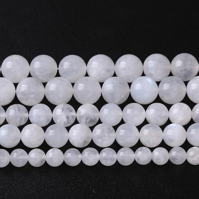 160PCS 4MM Natural Stone White Moonstone Gemstone Semi Precious Beads for Jewelry Making DIY Bracelet