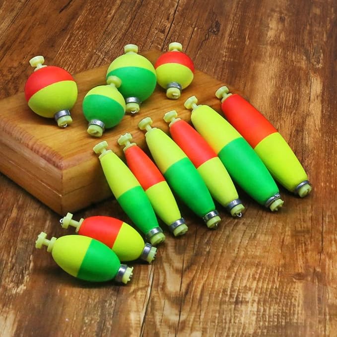 XFISHMAN Weighted-Bobbers-for-Fishing-Floats-Bouy Slip Bobber Fishing Corks Kit Crappie Bluegills Panfish Catfish Hand Made Foam Float 1 Inch 2 in 8-12 Pack