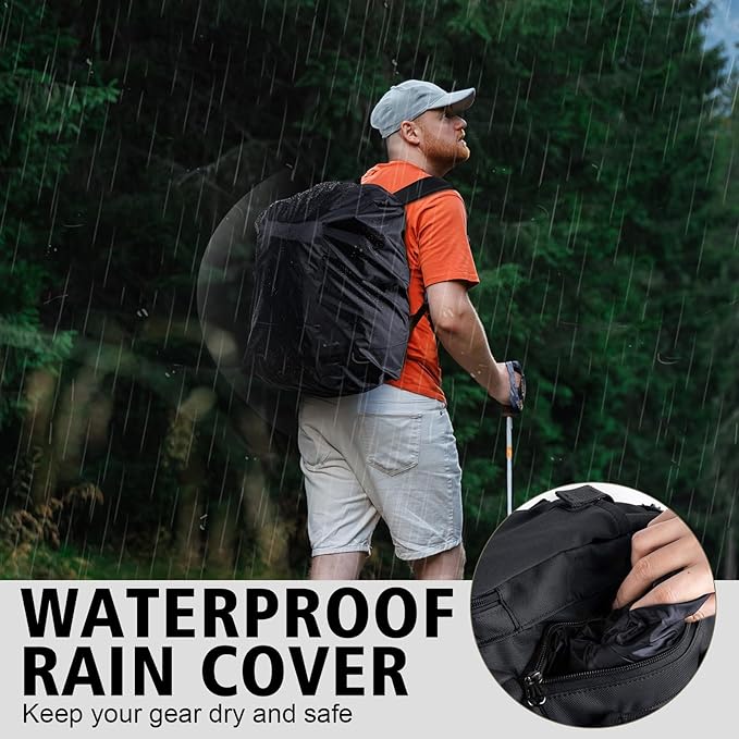 Goture Fishing Backpack with 4 Tackle Boxes,45L 600D Tackle Backpack with Rod Holders,8 Lure Pockets,Rain Cover,Large Fishing Bag Saltwater Gear Storage Bag for Camping Hiking