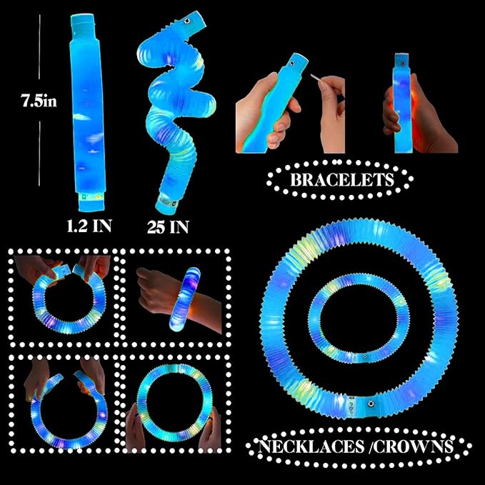 Blue 6 Pack Light Up Party Favors Supplies,Bulk Glow Sticks Bracelet,Necklace Accessories for Kids,Birthday Return Gifts Treats,Easter Basket Goodie Bag Stuffer Fillers for Boys Girls