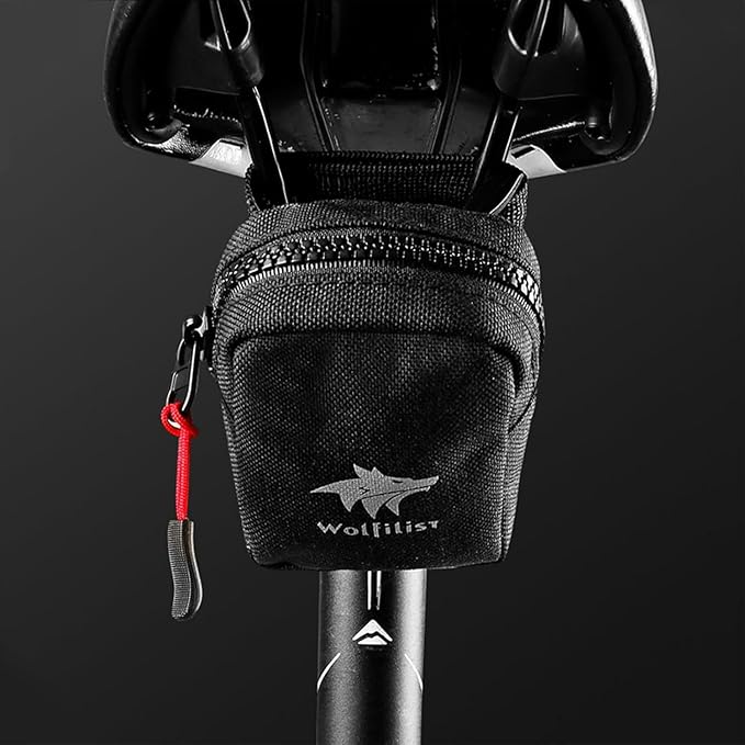 Compact Cycling Saddle Bag - Fits Under Bike Seat for easy storage - Road Bike & Bicycle Seat Bag - Tiny Durable & Water-resistant (Large)
