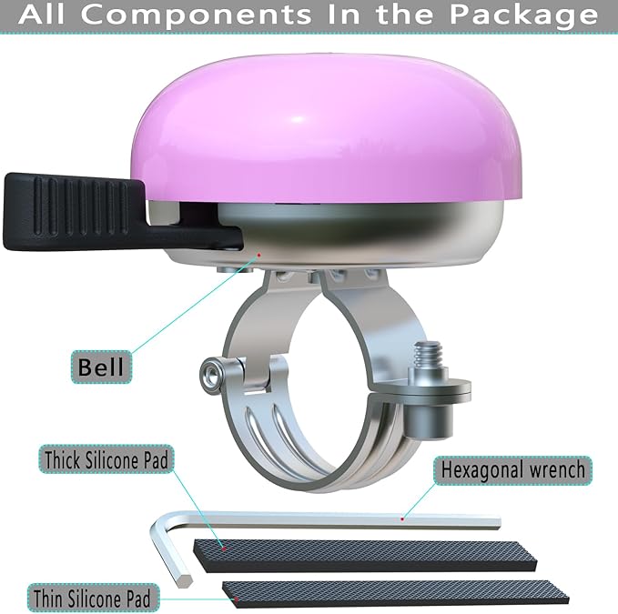 Greallthy Bike Bell Classic Bike Bells for Adults Kids, Bicycle Bell for Handlebars Adult, Loud Sound Beach Cruiser Mountain Bike Bell Accessories.