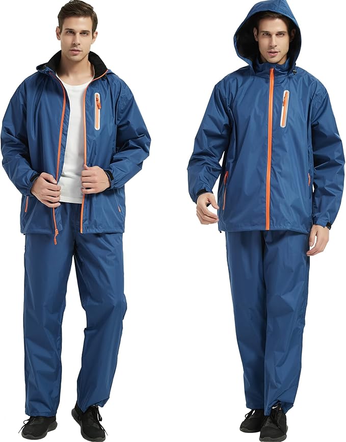 Rain Suits for Men Women Waterproof Lightweight Hooded Breathable Rain Gear Raincoat for Fishing Hiking Cycling