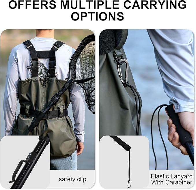 Floating Fishing Net, Foldable for Easy Storage, Retractable, Ideal for Bass, Trout, Kayak & Boat Fishing, Easy Catch & Release