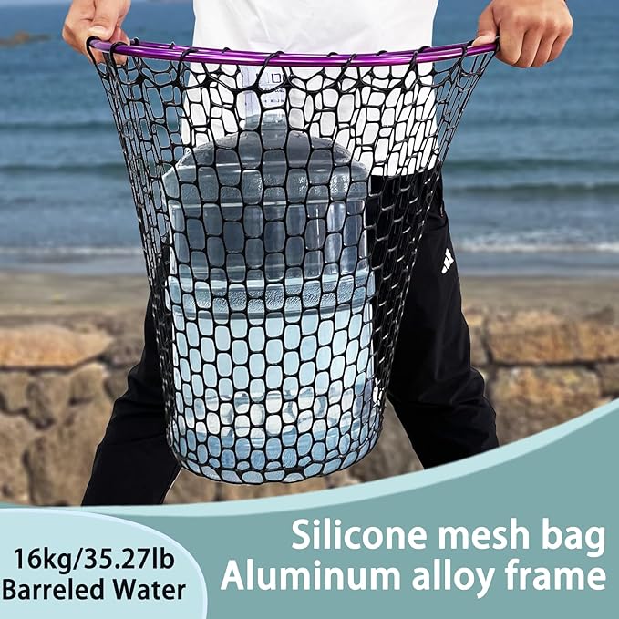 Telescoping Metal Lock Fishing Net with Handle Red Green 64" 52" 3-Section Rubber Fish Net - Adjustable Length Lightweight Foldable Large Big Collapsible Extendable Fishing Net