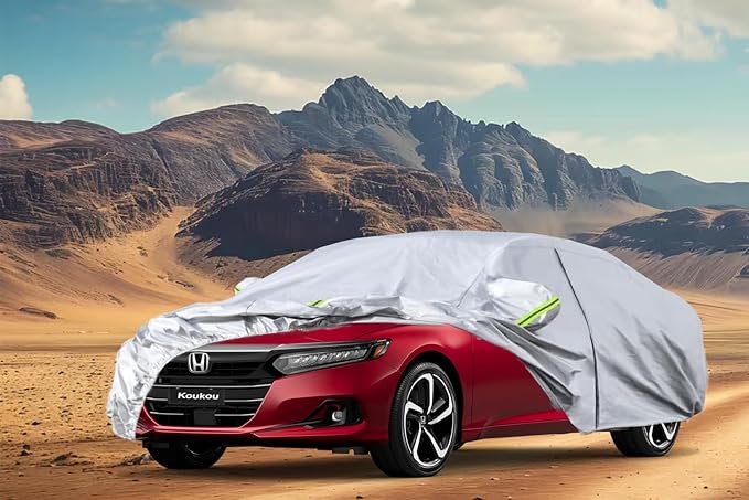 KouKou Full Exterior Covers 100% Waterproof, Universal Fit Toyota Camry Honda Accord Mercedes C Class etc, Car Cover for Automobiles All Weather(Sedan, Maximum Length 193 Inches) with Door Zipper.