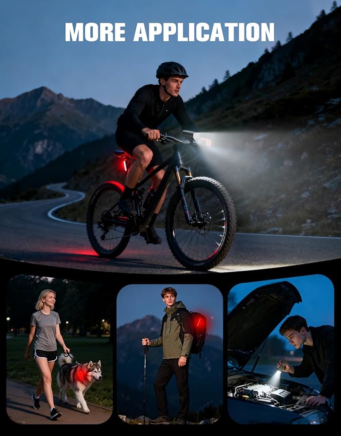 Bike Lights, 1200 Lumen USB Rechargeable LED Bike Light Set, Super Bright Bicycle Lights Front & Back Tail Light, Aluminum Alloy Cycling Bike Flashlight Torch, 5 Light Modes, IPX5 Waterproof