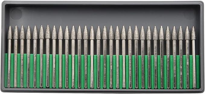 30Pcs 5mm Tree,3mm Shaft,Diamond Stone Abrasive Burs Burr Grit Bits for Rotary Tool Grinding Head Jewelry Lapidary Woodworking (Tree 5mm)