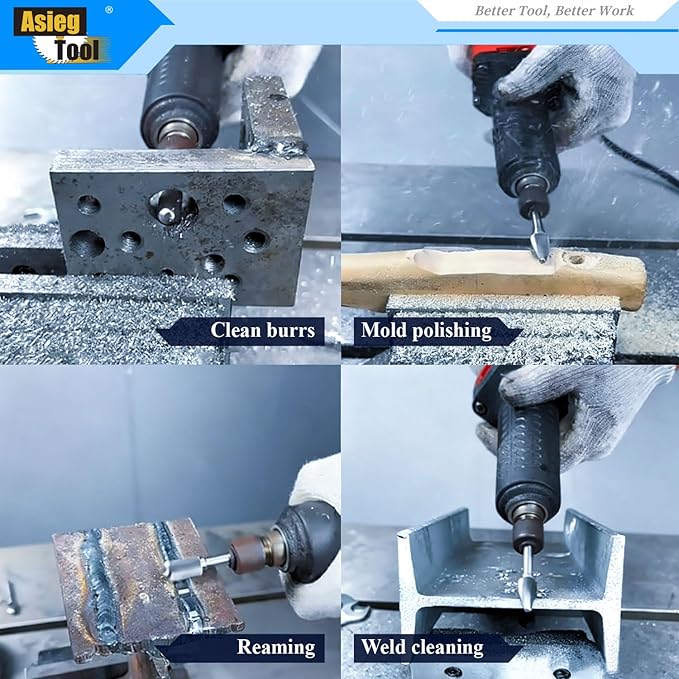 Carbide Burrs TiN Set with 1/4''Shank Double Cut Solid Power Tools Tungsten Carbide Rotary Files Bits for Die Grinder Metal Wood Carving Engraving Polishing Drilling Grinding Milling Cutting 10pcs