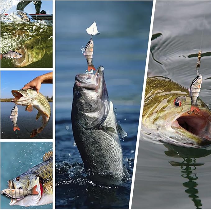 Fishing Lures for Freshwater and Saltwater, CHSMONB 6 Pcs Slow Sinking Most Lifelike Jointed Swimbait for Bass Trout Crappie Walleye Pike, Amazing Gifts for Men and Family