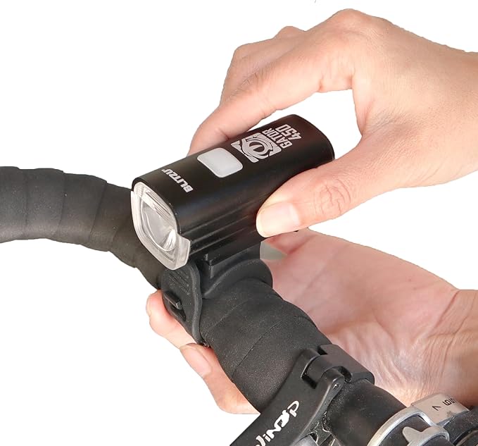 BLITZU Bike Lights Set – Gator 450 LED USB-C Rechargeable Headlight & Rear Taillight with Front and Back Bike Reflectors – Bicycle Accessories for Night Riding, Men & Kids