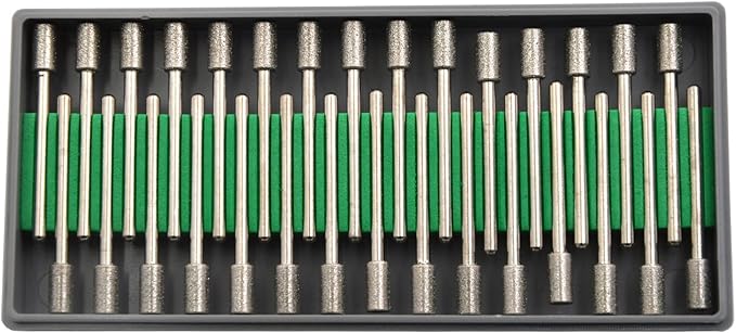 30Pcs 5mm Cylinder,3mm Shaft,Diamond Stone Abrasive Burs Burr Grit Bits for Rotary Tool Grinding Head Jewelry Lapidary Woodworking (Cylinder 5mm)