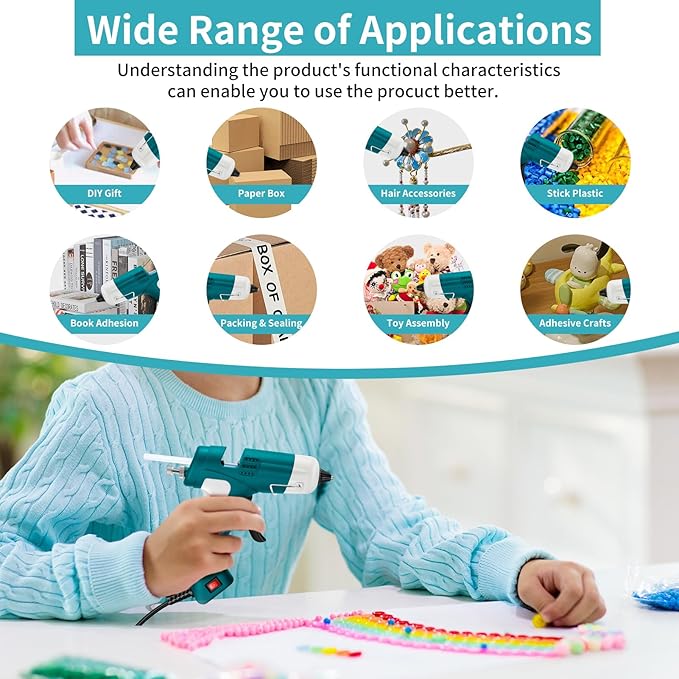 20W Hot Glue Gun with 30PCS Premium Glue Sticks, High Temp 90S Fast Heating Hot Melt Gun with Adjustable Glue Output Device for Crafting,Home Repairs,School DIY Projects (Blue)