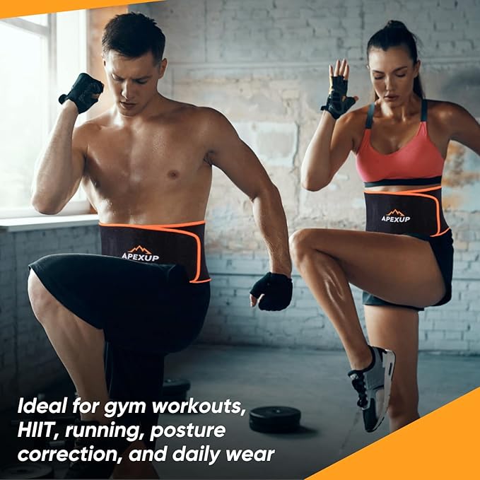 APEXUP Sweat Waist Trainer for Women and Men, Neoprene Waist Trimmer Belt Slimming Sweat Band with Removable Lumbar Support