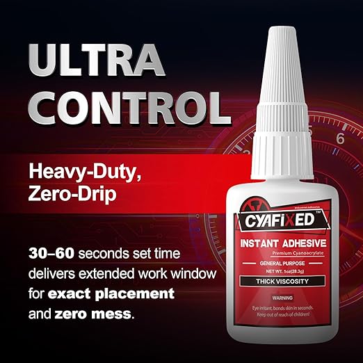 Thick Super Glue Clear Heavy Duty Ca Glue Repair Wood Furniture Plastic Crafts Shoe Sole, Instant All Purpose Cyanoacrylate Adhesive for Woodworking Ceramic Leather Metal Glass Pottery Aquarium