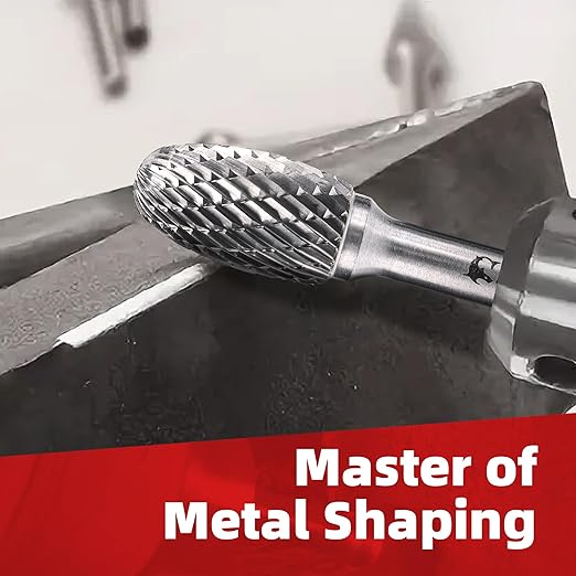 EZARC Tungsten Carbide Rotary Burr Bit, SE-5 Ball Double Cut Carbide Burr 1/4" Shank Die Grinder Cutting Burrs Bit for Metal Working & Sturdy Storage Case