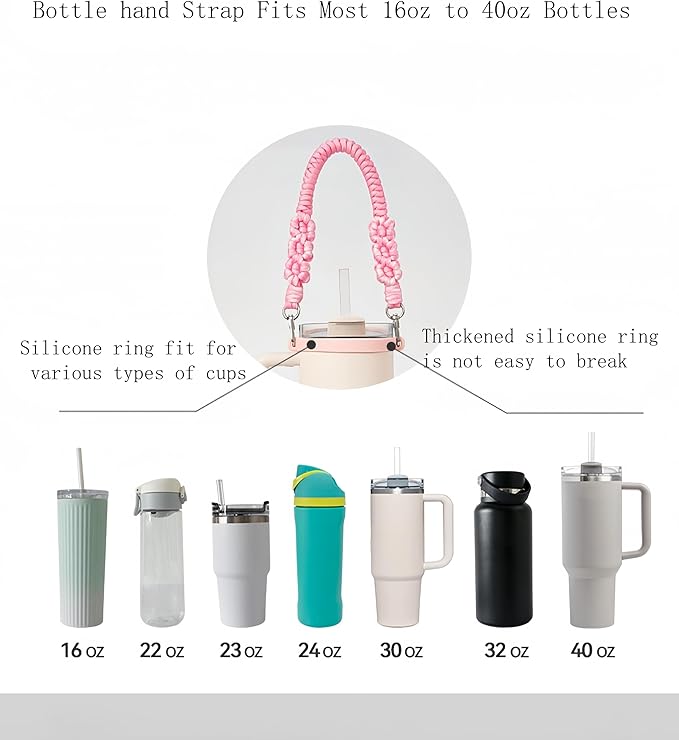 Outman Cup Accessories Set Water Bottle Holder Sling,Siliocne Straw Cover,Lipstick Holder Fits Most 16-40oz Water Bottles Compatible with Stanley Cup