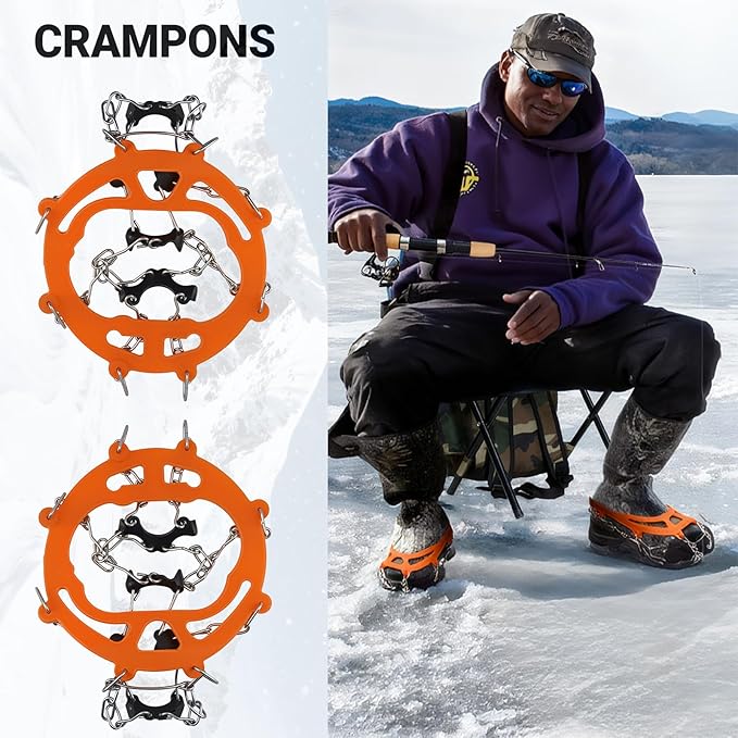 Ice Fishing Rod Reel Combo Complete Set Ice Fishing Gear with Backpack Seat Ice Cleats Ice Fishing Jigs Line Full Ice Fishing Kit
