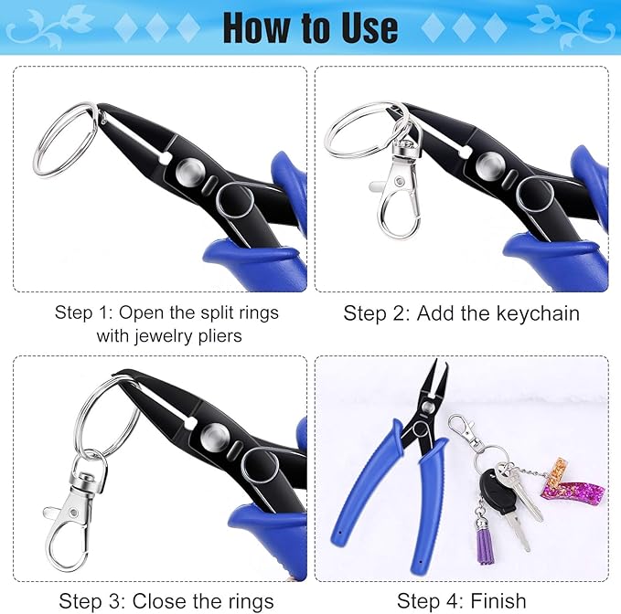 Split Ring Pliers for Jewelry Making, Evatage 2Pcs Jump Ring Opening Pliers for Opening Split Ring or Key Chain, Opener Tools for Jewelry Beading Repair Making Supplies