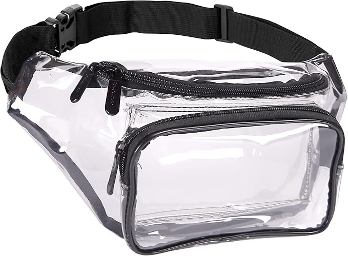 Clear Fanny Pack Belt Bag – Stadium Approved Waist Pack for Men & Women, Crossbody Bum Bag for Travel, Hiking, Running