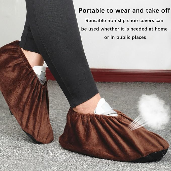6 Pairs Non Slip Reusable Shoe Covers, Washable Shoe Protectors Covers, Soft Thickened Foot Boot Shoe Covers, Cotton Shoe Cover for Indoors, Home, Household, Office, Laboratory (6 Colors, L)