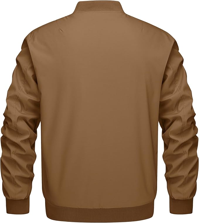 KEFITEVD Men's Jacket Casual Windproof Bomber Jackets Full Zip Windbreaker Warm Winter Padded Coats