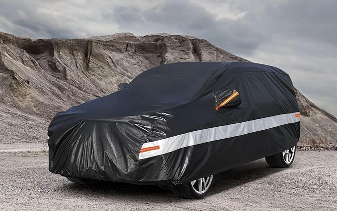 10 Layers Car Cover Waterproof All Weather for Large SUV,100% Waterproof Outdoor Car Covers Rain Snow UV Dust Protection. Custom Fit for Porsche Cayenne, BMW X5, Toyota Highlander,etc