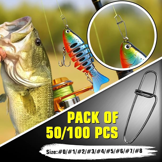 AMYSPORTS Stainless Quick Fishing Snap Kit Power Clip Fishing Snap Saltwater Corrosion Resistance Snaps Swivels Lock Freshwater Connector