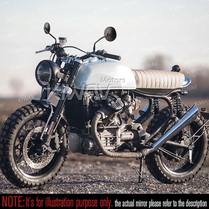 KiWAV Eclipse Black Motorcycle Rear View Mirrors Aluminum E-mark compatible for M10 Metric Motorcycle