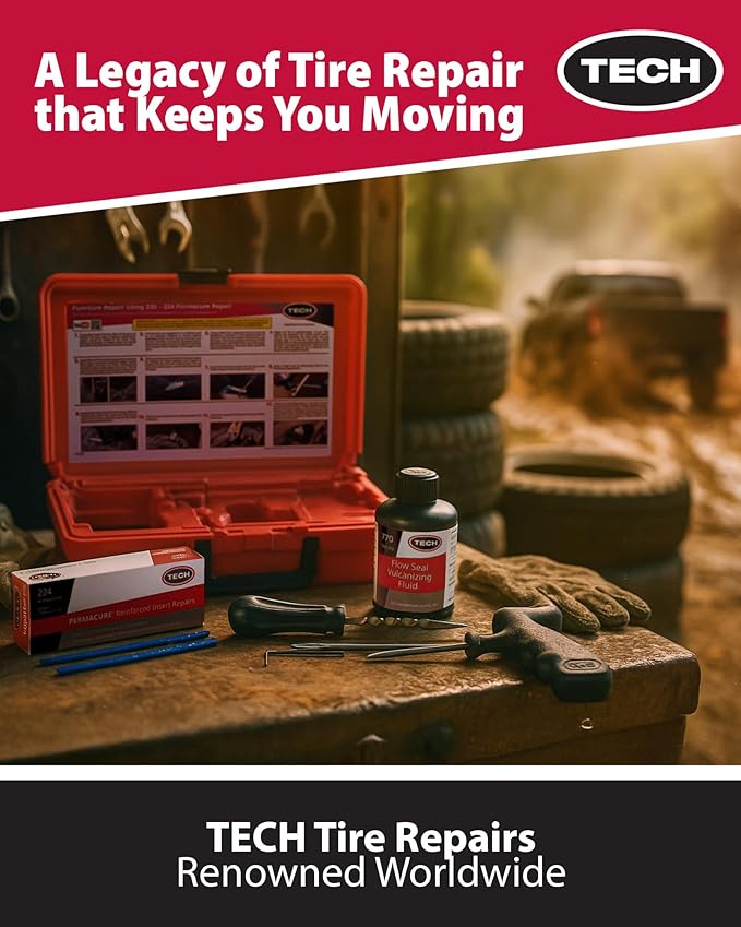 TECH Permacure Truck Tire Plug Kit – Ideal Tools and Flat Tire Fix for Trucks, Tractors, and Large Tires (40 Heavy-Duty Plugs for Emergency Tire Patch and Puncture Repair)