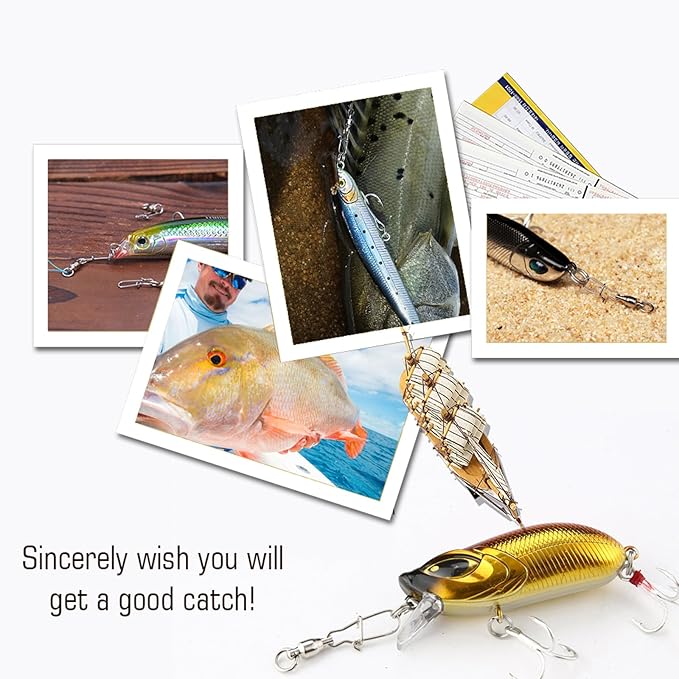 AMYSPORTS Duo Lock Snap Fishing Swivels Stainless Barrel Swivels Fishing Lure Snap Swivels Ball Bearing Swivels Fishing Tackle for Saltwater Fishing Freshwater Fishing