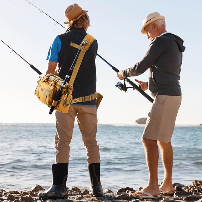 Fishing Tackle Bag with 3 Adjustable Tackle Trays Boxes Saltwater Freshwater Fishing Gear Lures Storage Bag Outdoor Pack Organizer, Padded Shoulder Strap