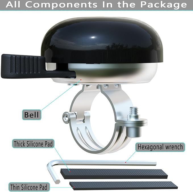 Greallthy Bike Bell Classic Bike Bells for Adults Kids, Bicycle Bell for Handlebars Adult, Loud Sound Beach Cruiser Mountain Bike Bell Accessories.