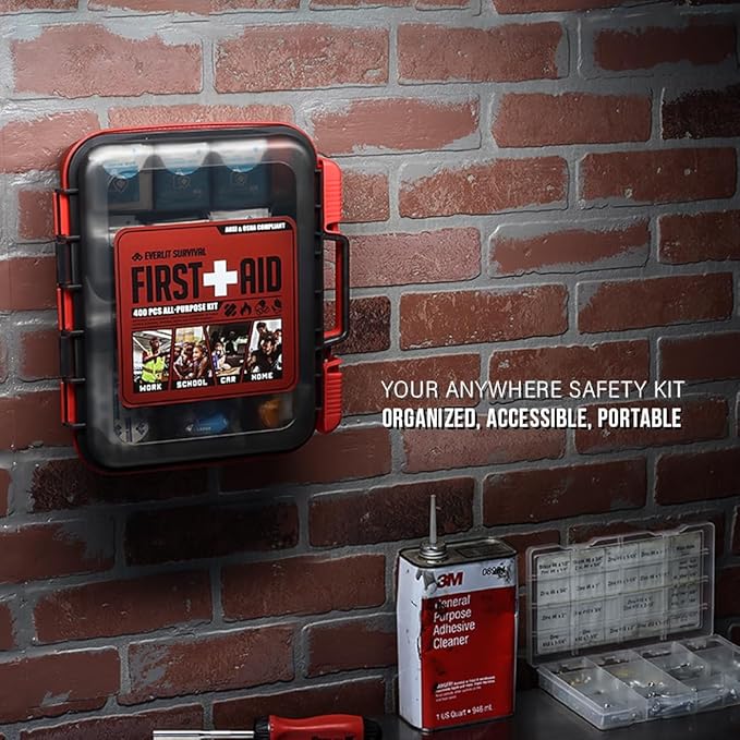 EVERLIT 400 Pcs OSHA/ANSI Compliant First Aid Kit Type III Class A Medical Kit Professional Med Kit Supplies for Contractors, Warehouse, Office, School, Home, Disaster, Car, Business, Restaurant