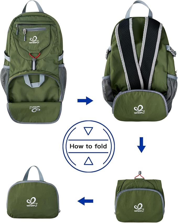 WATERFLY Small Lightweight Packable Backpack: 20l Ultra Light Foldable Travel Hiking Camping Daypack Day Pack for Man Woman