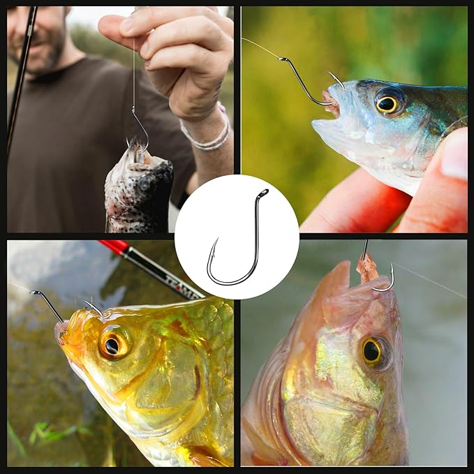 Octopus Hooks Fishing Saltwater - 100pcs/50pcs Offset Beak Fish Hooks/Closed Eye/Barded/Black for Fishing Rigs Bass Catfish