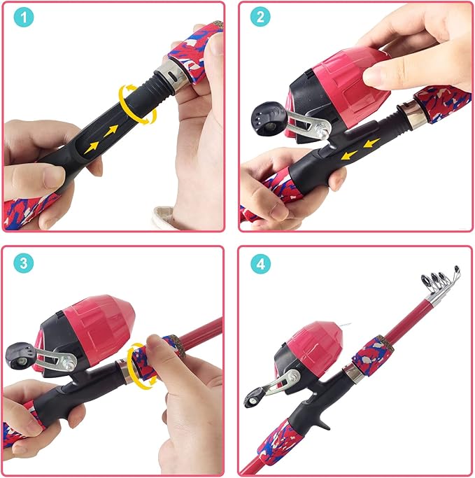 Aventik Kids Fishing Pole - Kids Fishing Starter Kit - with Tackle Box, Reel, Practice Plug, Beginner's Guide and Travel Bag for Boys, Girls