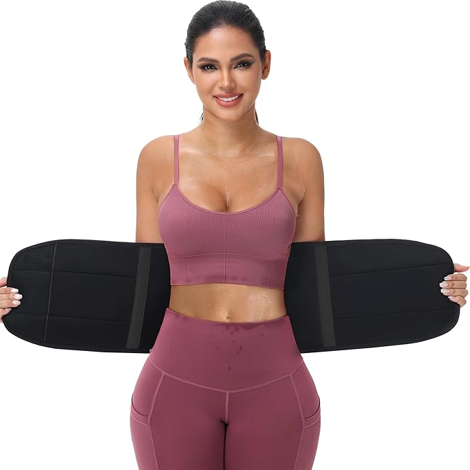 KOOCHY Waist Trainer For Women Men,Adjustable Sweat Band Tummy Control Belt,Waist Trimmer for Weight Loss Workout Fitness Gym